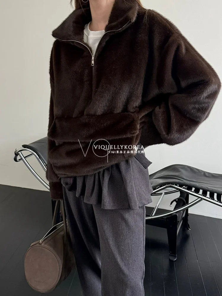 TOKO 2025 Ladies' Best-selling High-Quality New Artificial Half-Zip Oversized Loose Top - Casual, Warm Fashionable Hooded Coat