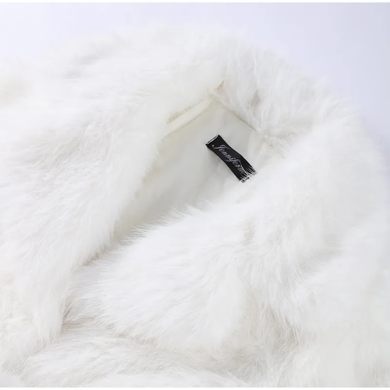 Thick Warm Faux Fur Coat for Women With Belt Turn Down Collar Fur Parkas 2025 New Winter Short Loose Fluffy Outerwear