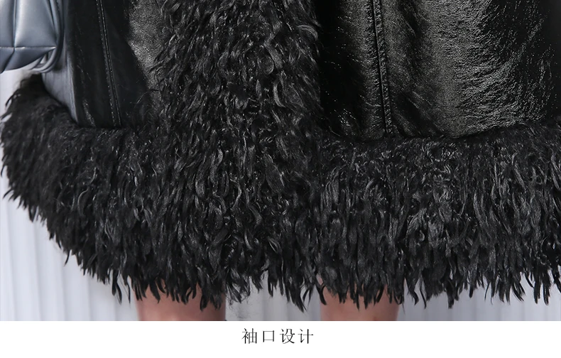 Nerazzurri Autumn Winter Long Loose Black Quilted Warm Soft Pu Leather Coat Women with Faux Fur Trim Sashes European Fashion