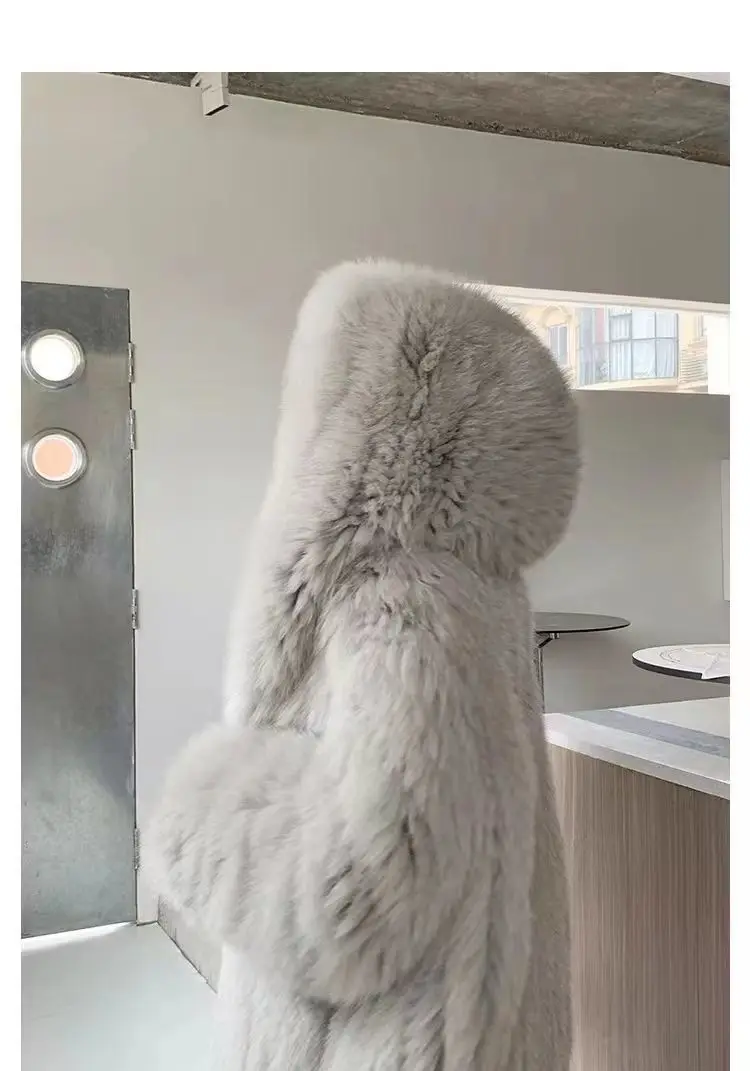 Faux Fur Jacket Women Winter Warm Hooded Fluffy Jacket Coat Loose Korean Fashion Fox Mink Jackets Thick Outerwear Snowwear New