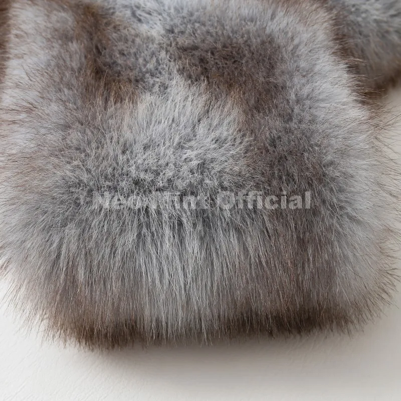 Neo Mint 2025 Winter Exclusive Striped Faux Fur Jacket Women Overcoat Brand Blogger Fashion Fluffy Fox Fur Collar Coat Outerwear