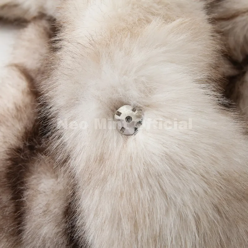 Neo Mint 2025 Winter Exclusive Striped Faux Fur Jacket Women Overcoat Brand Blogger Fashion Fluffy Fox Fur Collar Coat Outerwear