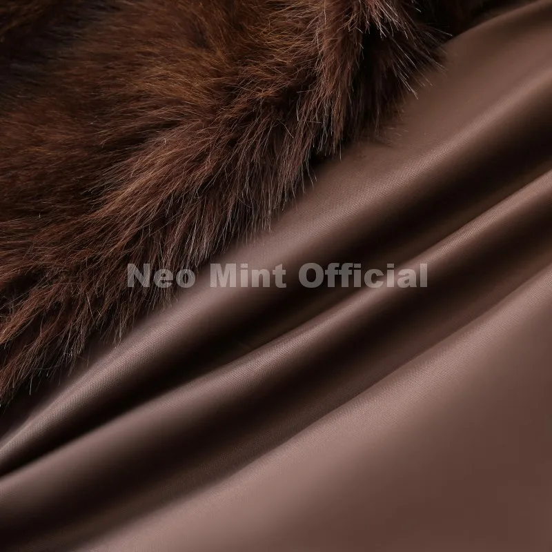 Neo Mint 2025 Winter Exclusive Striped Faux Fur Jacket Women Overcoat Brand Blogger Fashion Fluffy Fox Fur Collar Coat Outerwear