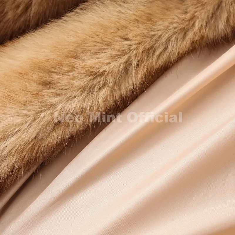 Neo Mint 2025 Winter Exclusive Striped Faux Fur Jacket Women Overcoat Brand Blogger Fashion Fluffy Fox Fur Collar Coat Outerwear