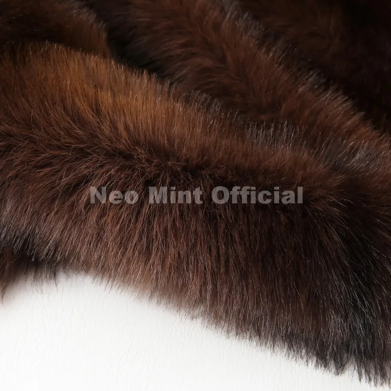 Neo Mint 2025 Winter Exclusive Striped Faux Fur Jacket Women Overcoat Brand Blogger Fashion Fluffy Fox Fur Collar Coat Outerwear
