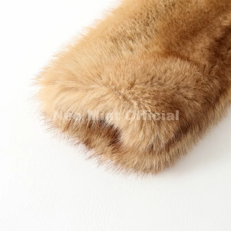 Neo Mint 2025 Winter Exclusive Striped Faux Fur Jacket Women Overcoat Brand Blogger Fashion Fluffy Fox Fur Collar Coat Outerwear