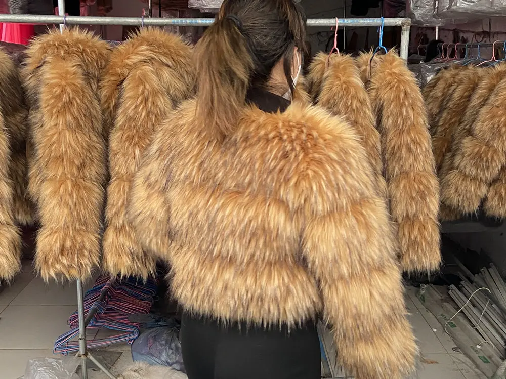 HOOOFUR Faux Fur Coat Women's Jacket Winter Fashion Warm Thick Fox Raccoon Leather Brown Plus Size Especially Fake Fur Cold