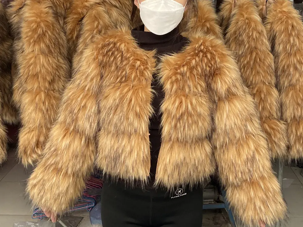 HOOOFUR Faux Fur Coat Women's Jacket Winter Fashion Warm Thick Fox Raccoon Leather Brown Plus Size Especially Fake Fur Cold
