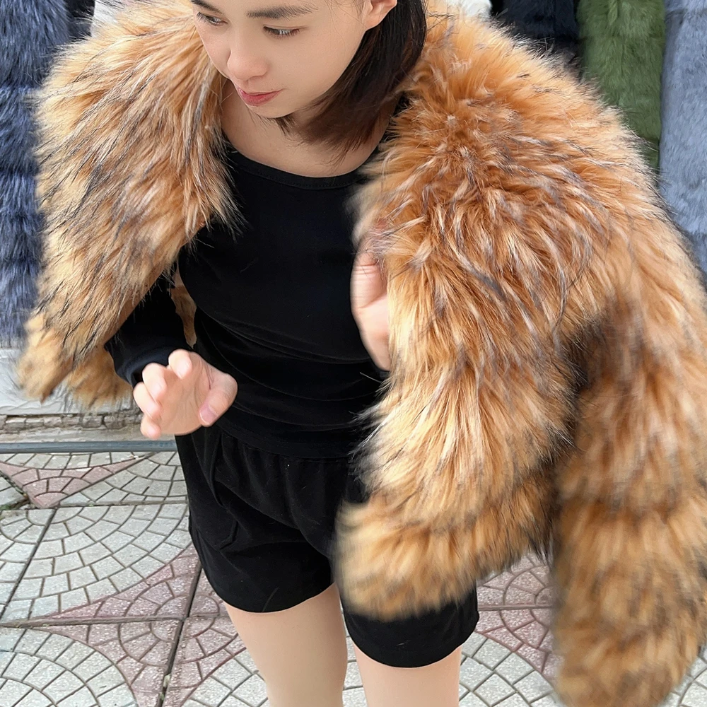 HOOOFUR Faux Fur Coat Women's Jacket Winter Fashion Warm Thick Fox Raccoon Leather Brown Plus Size Especially Fake Fur Cold