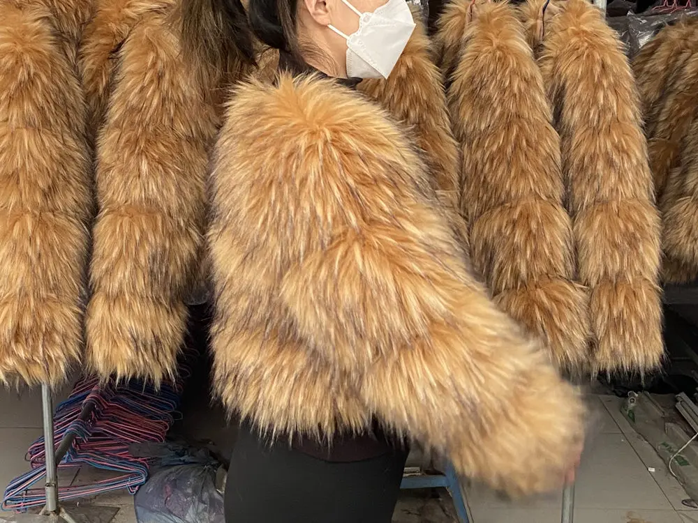 HOOOFUR Faux Fur Coat Women's Jacket Winter Fashion Warm Thick Fox Raccoon Leather Brown Plus Size Especially Fake Fur Cold