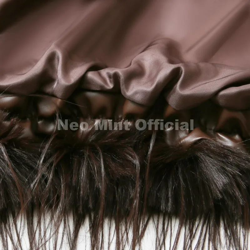 Neo Mint Ins Brand Fashion 2025 Winter Chocolate Brown Oversized Faux Fur Coat Women Fluffy Tassles Jacket Thick Chunky Overcoat