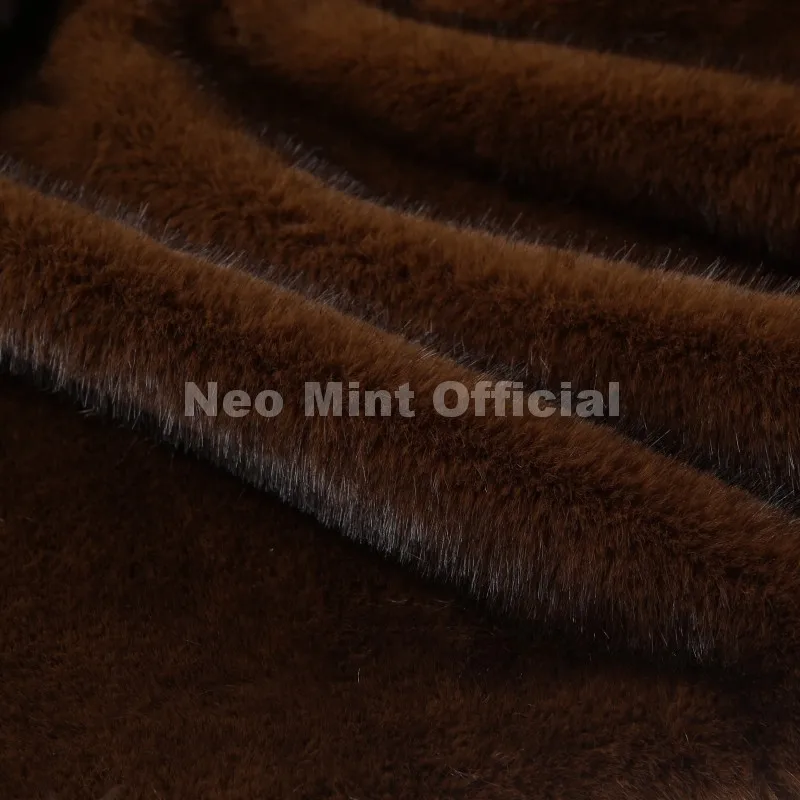 Neo Mint Cool Street Girls Fashion Brown Faux Fur Jacket Women Luxury Fake Mink Fur Coat 2025 Autumn Winter Warm Short Overcoat