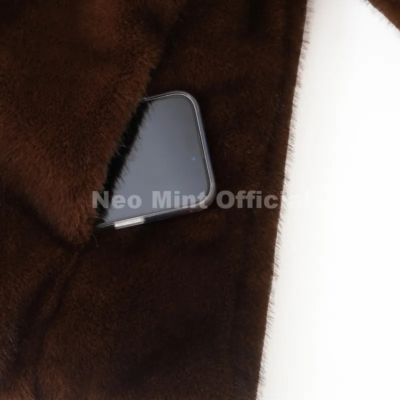 Neo Mint Cool Street Girls Fashion Brown Faux Fur Jacket Women Luxury Fake Mink Fur Coat 2025 Autumn Winter Warm Short Overcoat