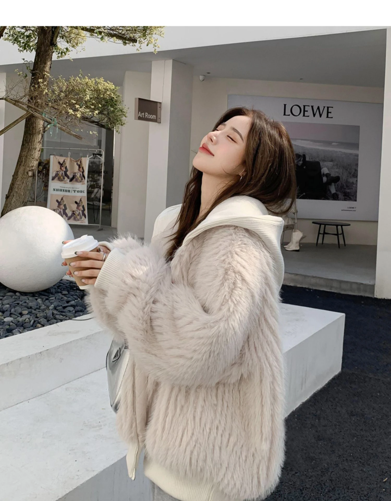 Mauroicardi Spring Winter Hairy Shaggy Soft Thick Warm Faux Fur Coat Women with Hood Fluffy Jacket Fake 2 Piece Clothes 2024