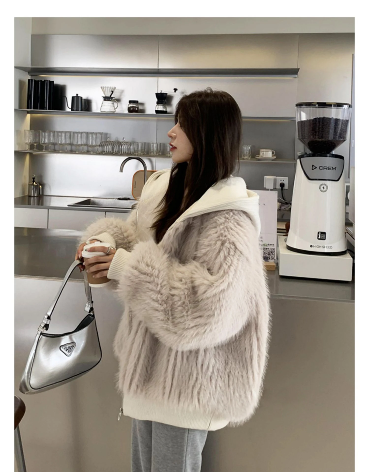 Mauroicardi Spring Winter Hairy Shaggy Soft Thick Warm Faux Fur Coat Women with Hood Fluffy Jacket Fake 2 Piece Clothes 2024