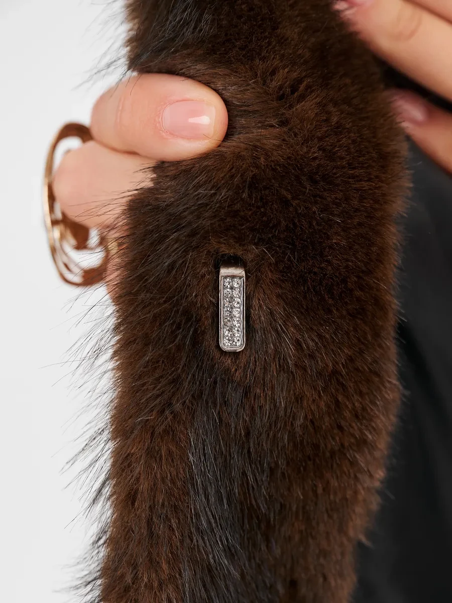 2026 Autumn Winter Women Faux Mink Fur Coat Lapel Collar Belted Long Jacket Luxury Fluffy Outerwear Brown