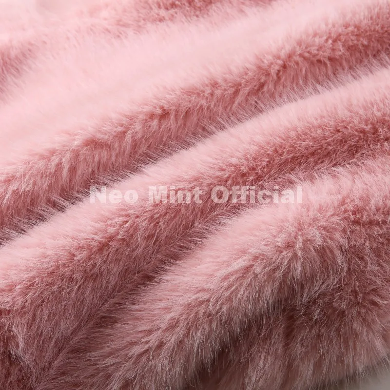 Neo Mint Winter 2025 Pure White Mountain Fashion Hooded Cropped Faux Fur Coat Women Fluffy Eco Fox Fur Jacket Girls Hot Overcoat