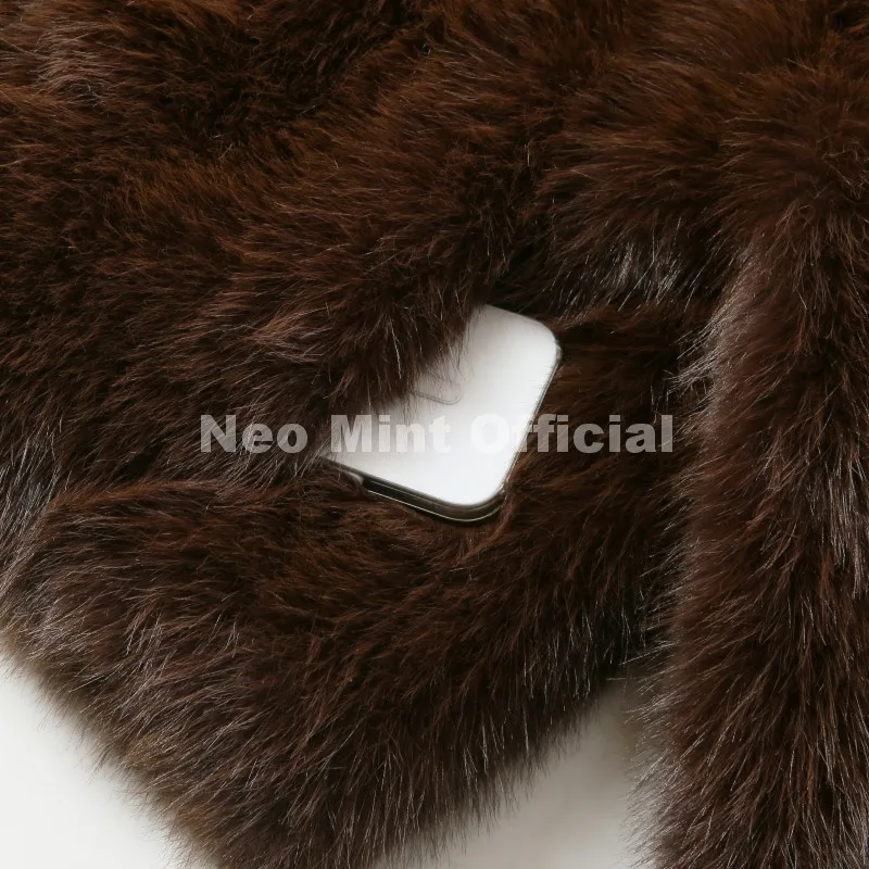Neo Mint Winter 2025 Pure White Mountain Fashion Hooded Cropped Faux Fur Coat Women Fluffy Eco Fox Fur Jacket Girls Hot Overcoat