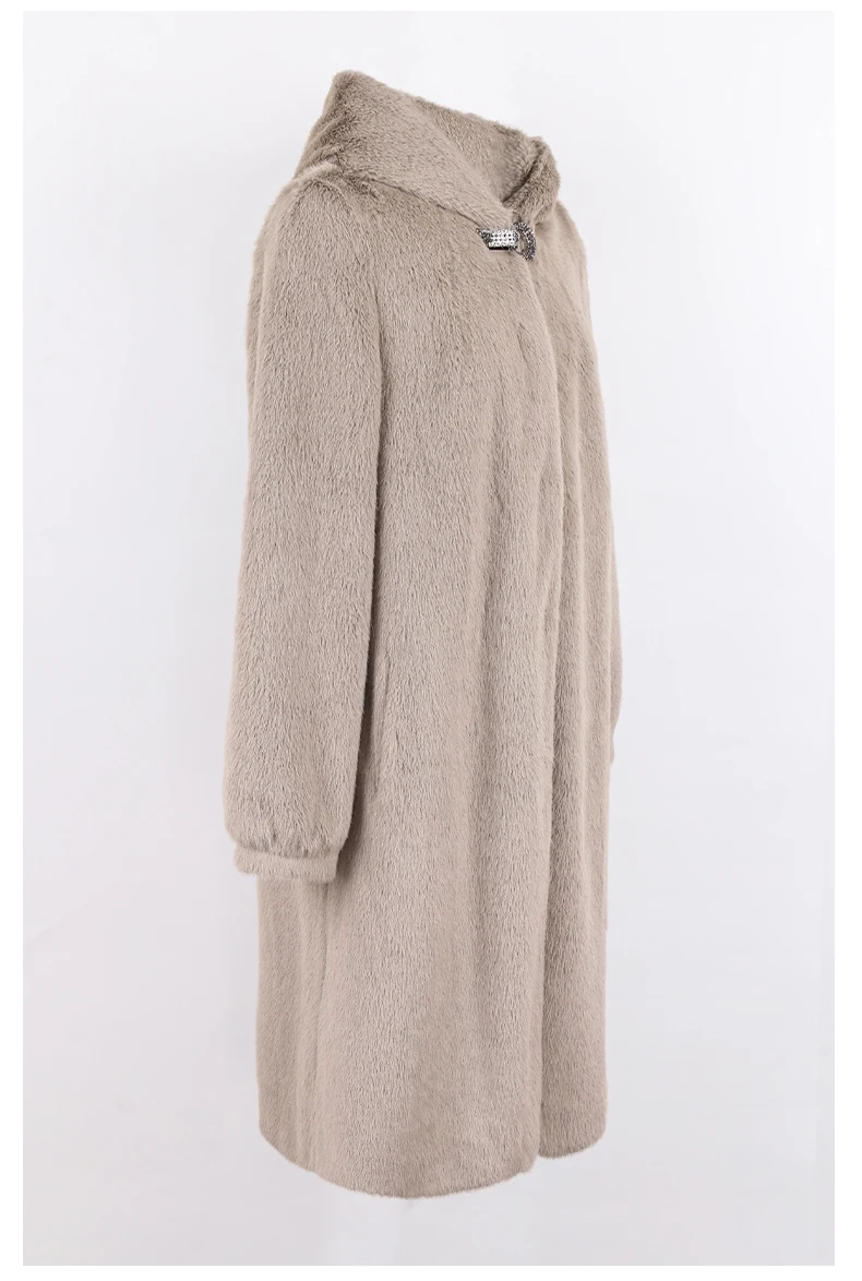 Lautaro Winter Luxury Long Black Faux Mink Fur Coat Women with Hood Long Sleeve Elegant Thick Warm Fluffy Furry Jacket 6xl 7xl