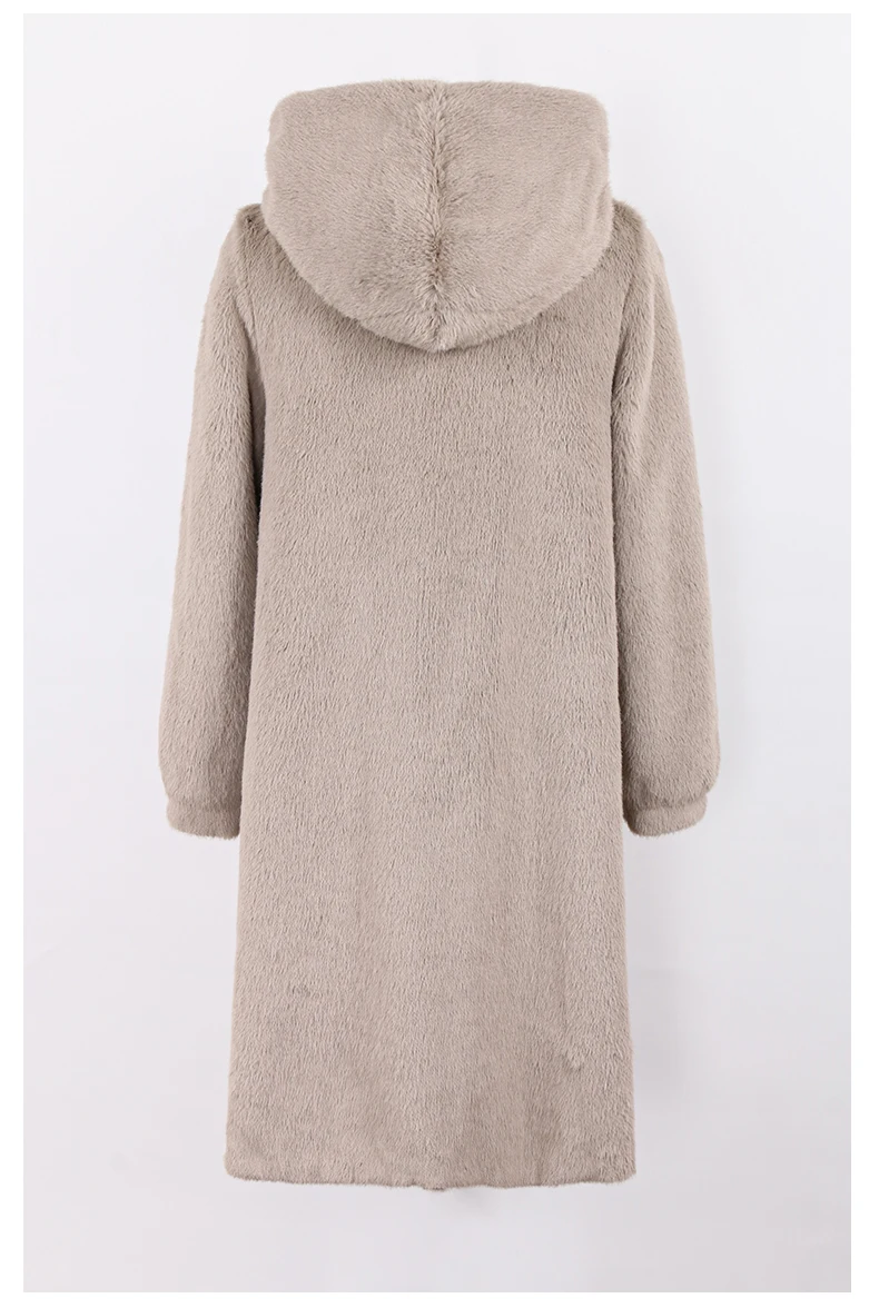 Lautaro Winter Luxury Long Black Faux Mink Fur Coat Women with Hood Long Sleeve Elegant Thick Warm Fluffy Furry Jacket 6xl 7xl