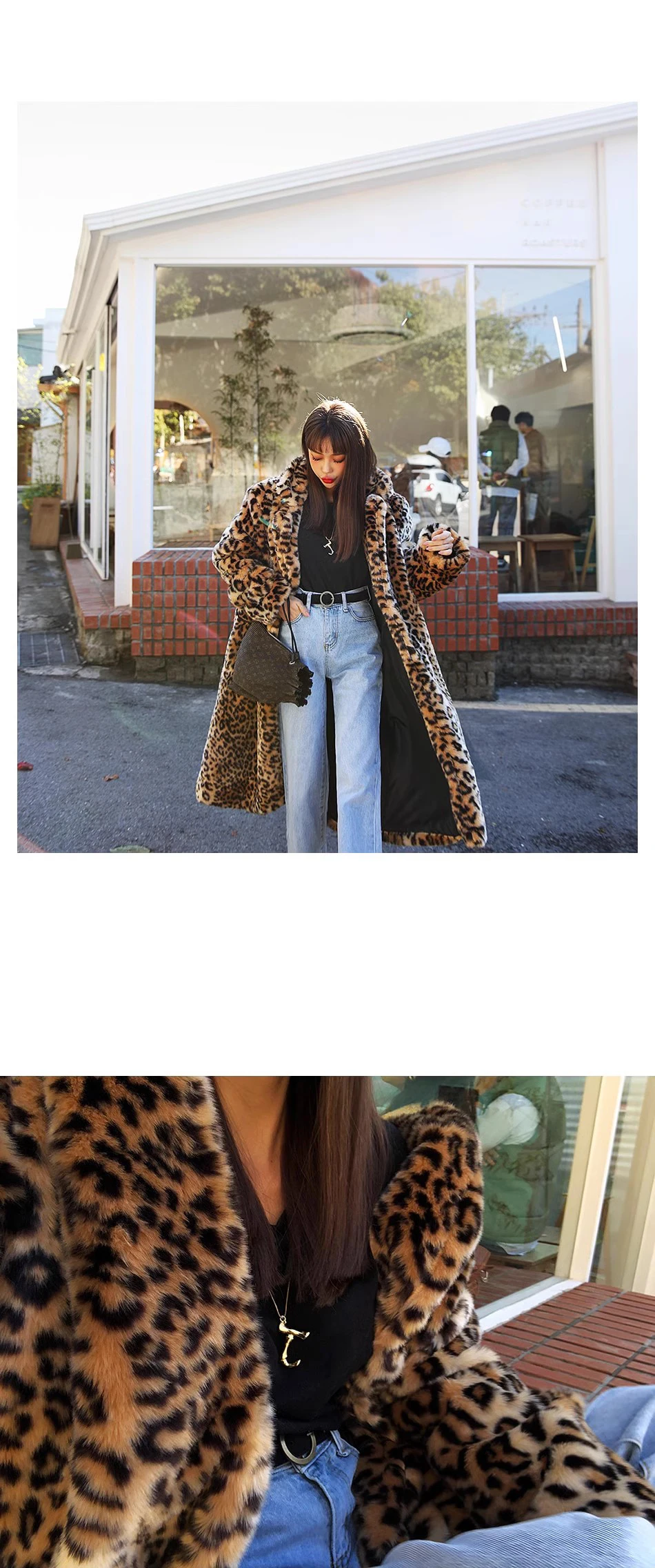 Europe America Women's Leopard Fur Coat Longer Fashion Casual Loose Fur Overcoat Large Size Warm Windbreake Plush Coat