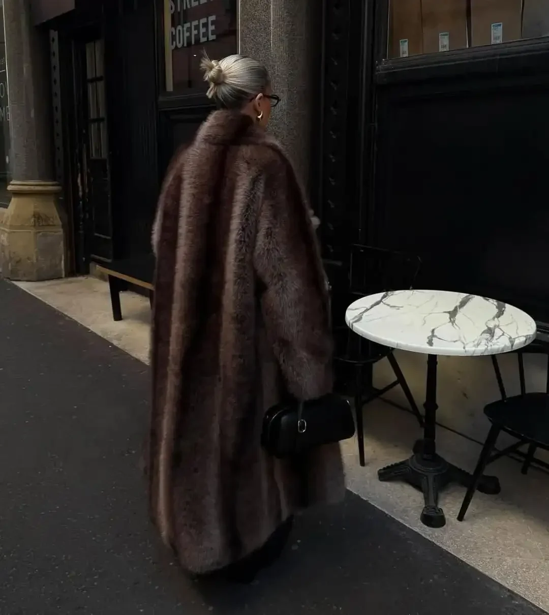 Chic Brown Faux Fur Overcoat Women Casual Luxury Lapel Long Sleeve Fluffy Coat Winter Female Thicken Warm High Street Outwear