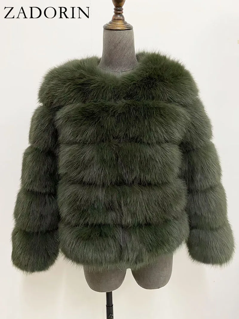 ZADORIN Long Sleeve Faux Fox Fur Coat Women Winter Fashion Thick Warm Fur Coats Outerwear Fake Fur Jacket Woman Clothing