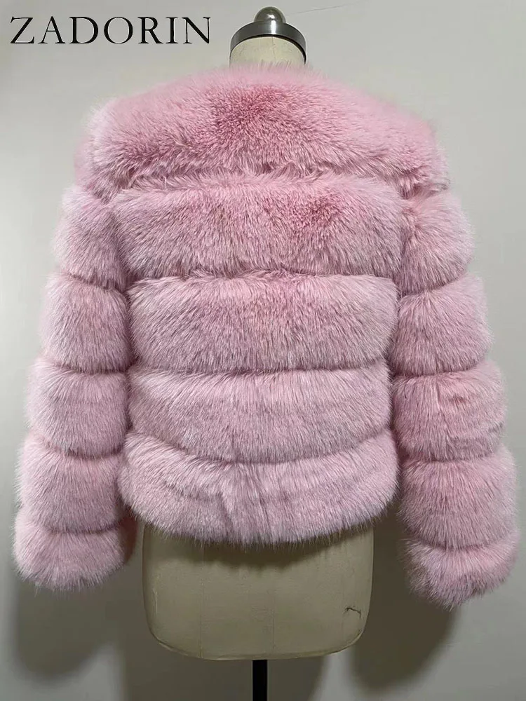 ZADORIN Long Sleeve Faux Fox Fur Coat Women Winter Fashion Thick Warm Fur Coats Outerwear Fake Fur Jacket Woman Clothing