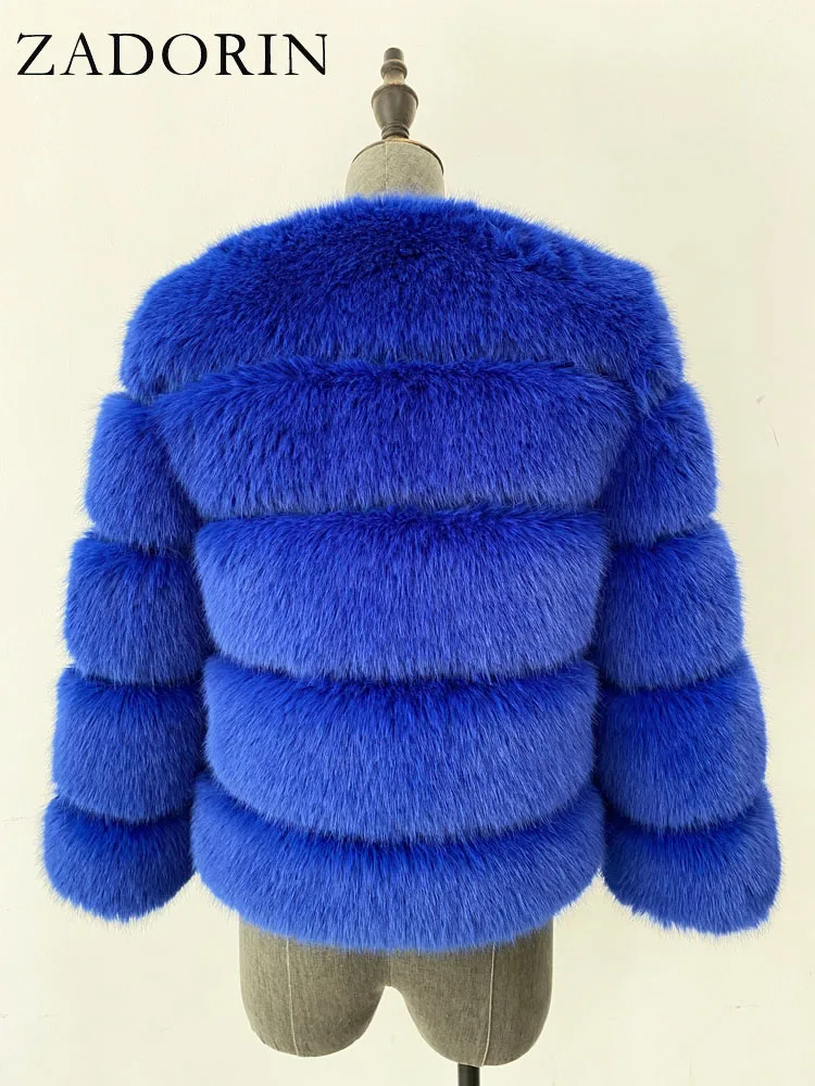 ZADORIN Long Sleeve Faux Fox Fur Coat Women Winter Fashion Thick Warm Fur Coats Outerwear Fake Fur Jacket Woman Clothing