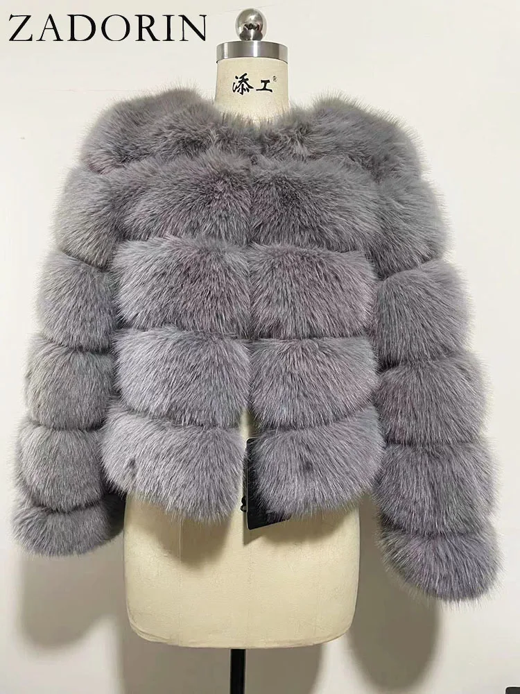 ZADORIN Long Sleeve Faux Fox Fur Coat Women Winter Fashion Thick Warm Fur Coats Outerwear Fake Fur Jacket Woman Clothing