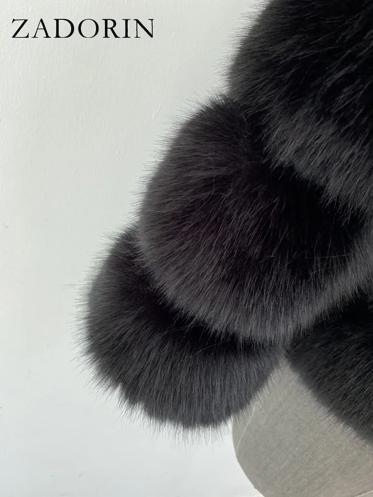 ZADORIN Long Sleeve Faux Fox Fur Coat Women Winter Fashion Thick Warm Fur Coats Outerwear Fake Fur Jacket Woman Clothing