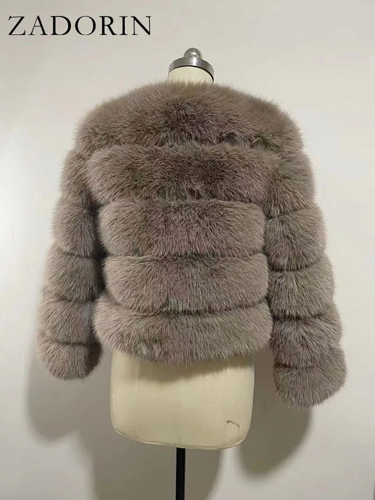 ZADORIN Long Sleeve Faux Fox Fur Coat Women Winter Fashion Thick Warm Fur Coats Outerwear Fake Fur Jacket Woman Clothing