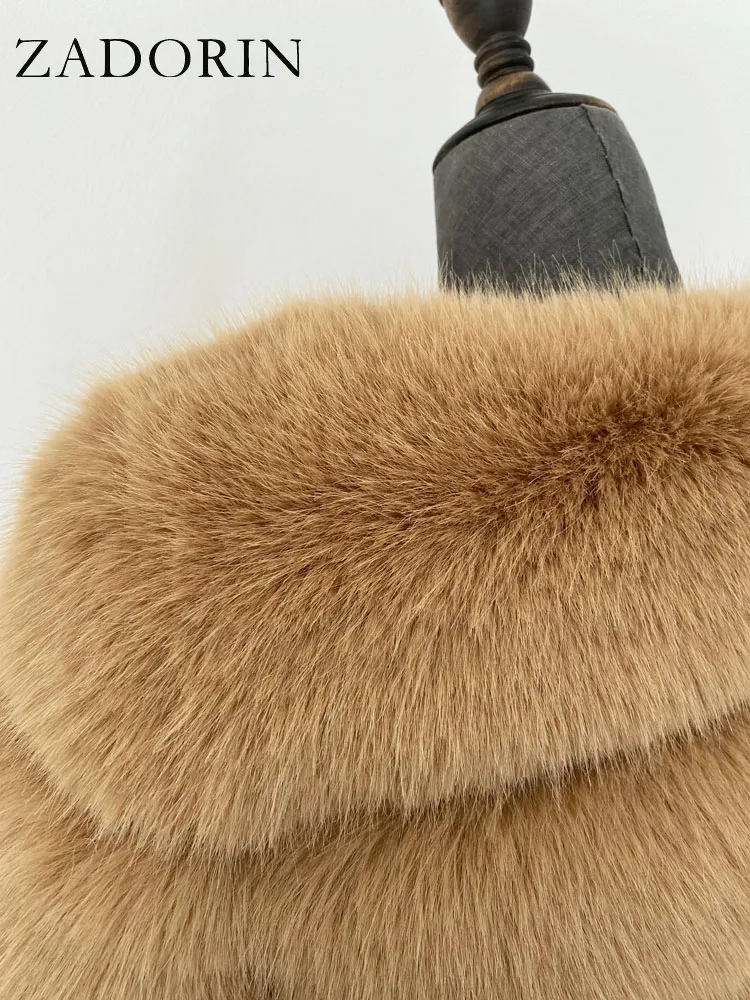 ZADORIN Long Sleeve Faux Fox Fur Coat Women Winter Fashion Thick Warm Fur Coats Outerwear Fake Fur Jacket Woman Clothing