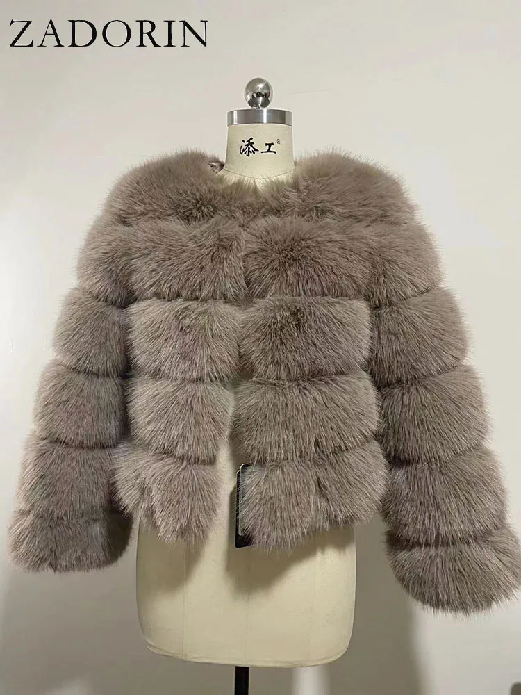 ZADORIN Long Sleeve Faux Fox Fur Coat Women Winter Fashion Thick Warm Fur Coats Outerwear Fake Fur Jacket Woman Clothing