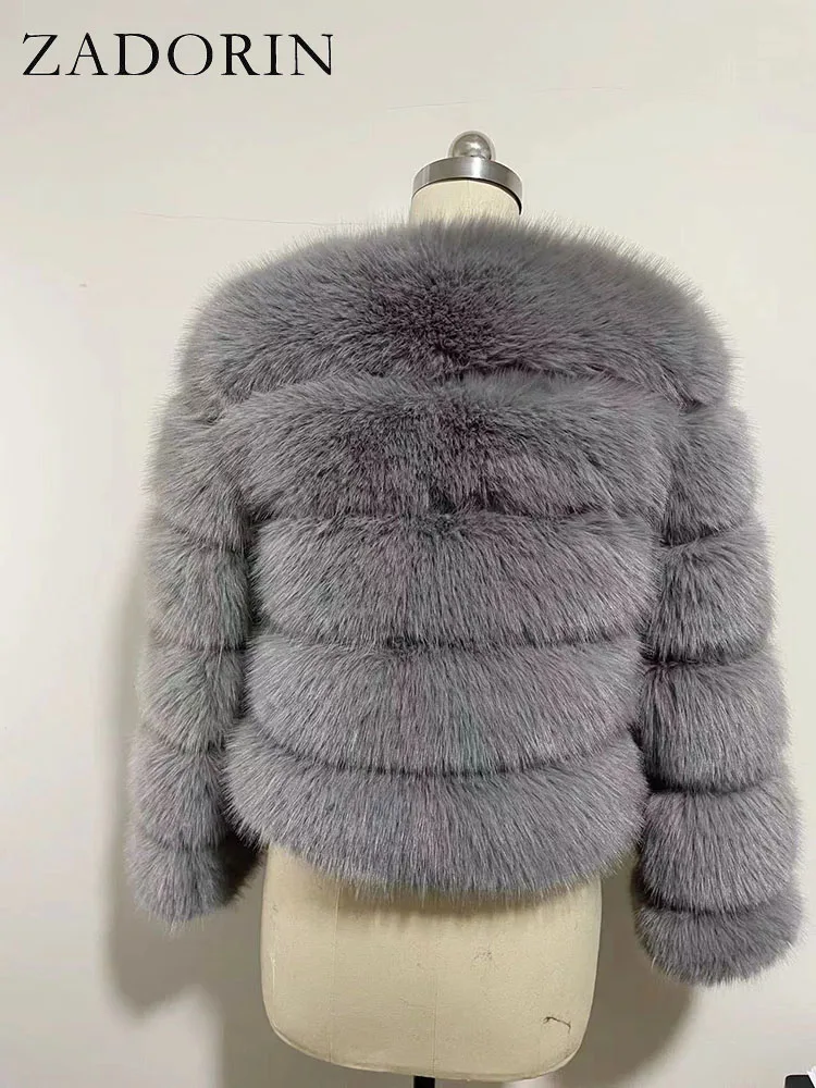 ZADORIN Long Sleeve Faux Fox Fur Coat Women Winter Fashion Thick Warm Fur Coats Outerwear Fake Fur Jacket Woman Clothing