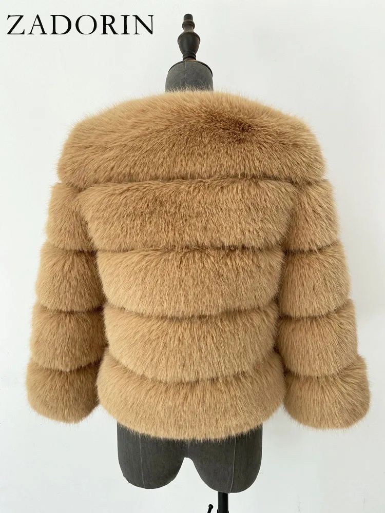 ZADORIN Long Sleeve Faux Fox Fur Coat Women Winter Fashion Thick Warm Fur Coats Outerwear Fake Fur Jacket Woman Clothing