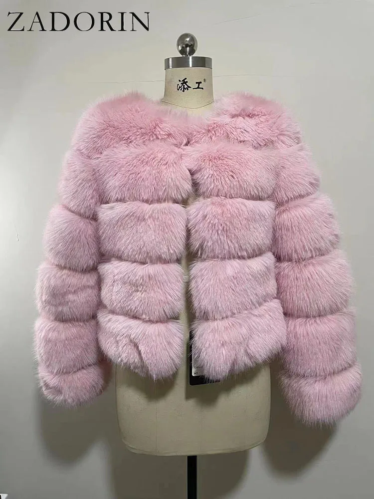 ZADORIN Long Sleeve Faux Fox Fur Coat Women Winter Fashion Thick Warm Fur Coats Outerwear Fake Fur Jacket Woman Clothing
