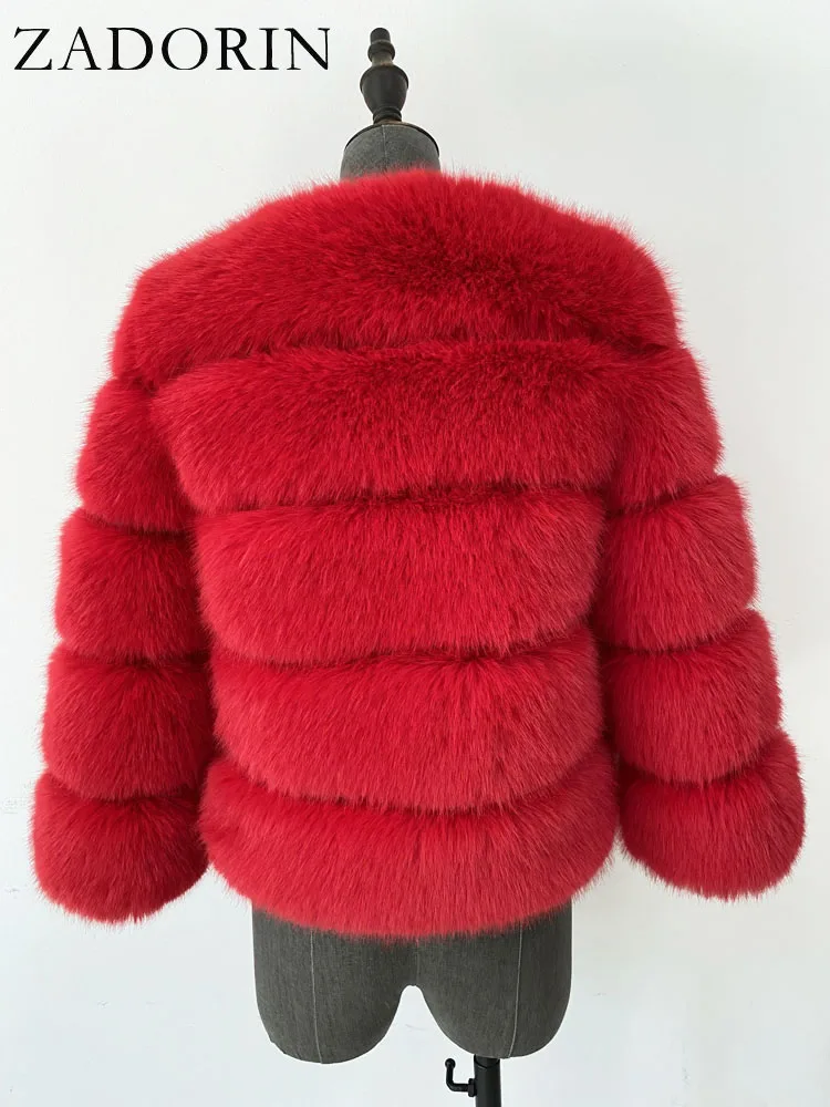 ZADORIN Long Sleeve Faux Fox Fur Coat Women Winter Fashion Thick Warm Fur Coats Outerwear Fake Fur Jacket Woman Clothing