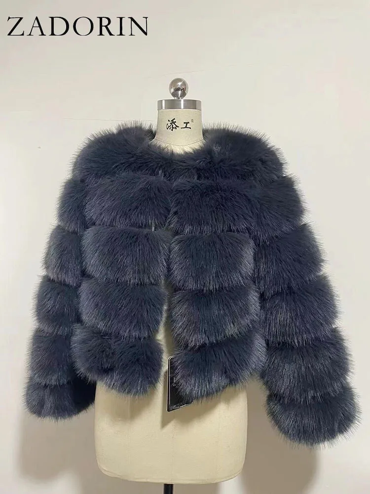 ZADORIN Long Sleeve Faux Fox Fur Coat Women Winter Fashion Thick Warm Fur Coats Outerwear Fake Fur Jacket Woman Clothing