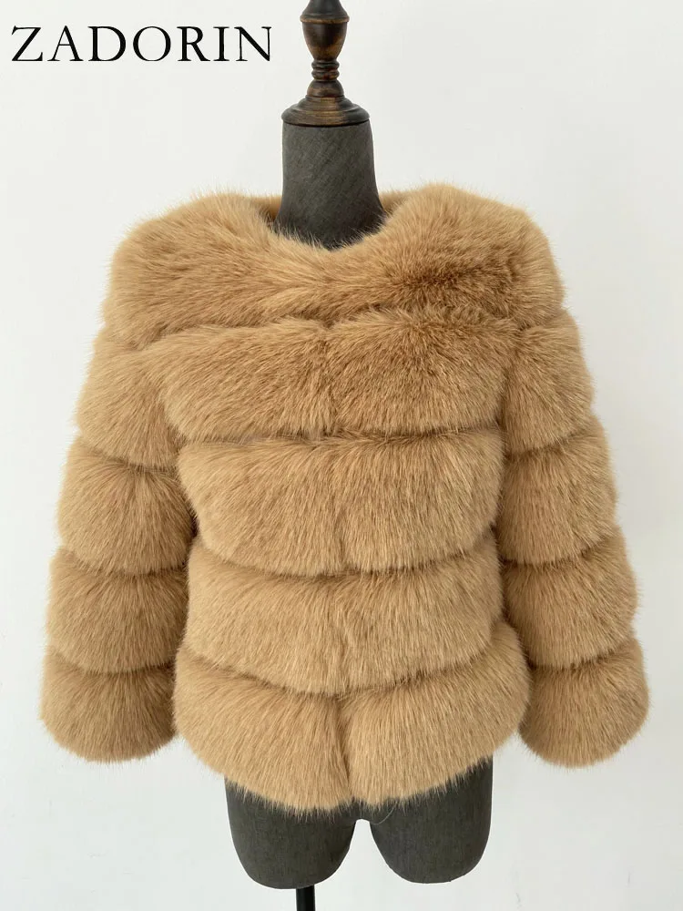 ZADORIN Long Sleeve Faux Fox Fur Coat Women Winter Fashion Thick Warm Fur Coats Outerwear Fake Fur Jacket Woman Clothing