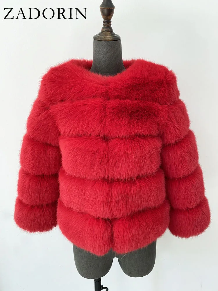 ZADORIN Long Sleeve Faux Fox Fur Coat Women Winter Fashion Thick Warm Fur Coats Outerwear Fake Fur Jacket Woman Clothing