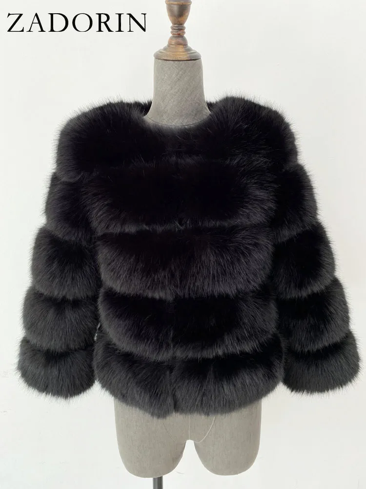 ZADORIN Long Sleeve Faux Fox Fur Coat Women Winter Fashion Thick Warm Fur Coats Outerwear Fake Fur Jacket Woman Clothing
