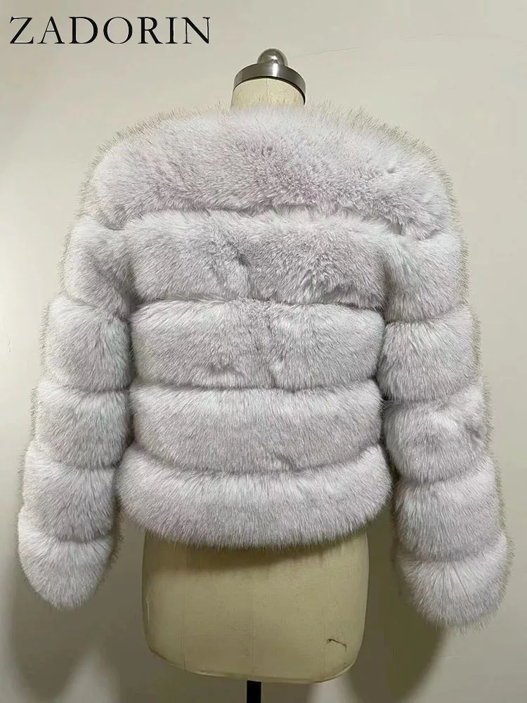 ZADORIN Long Sleeve Faux Fox Fur Coat Women Winter Fashion Thick Warm Fur Coats Outerwear Fake Fur Jacket Woman Clothing