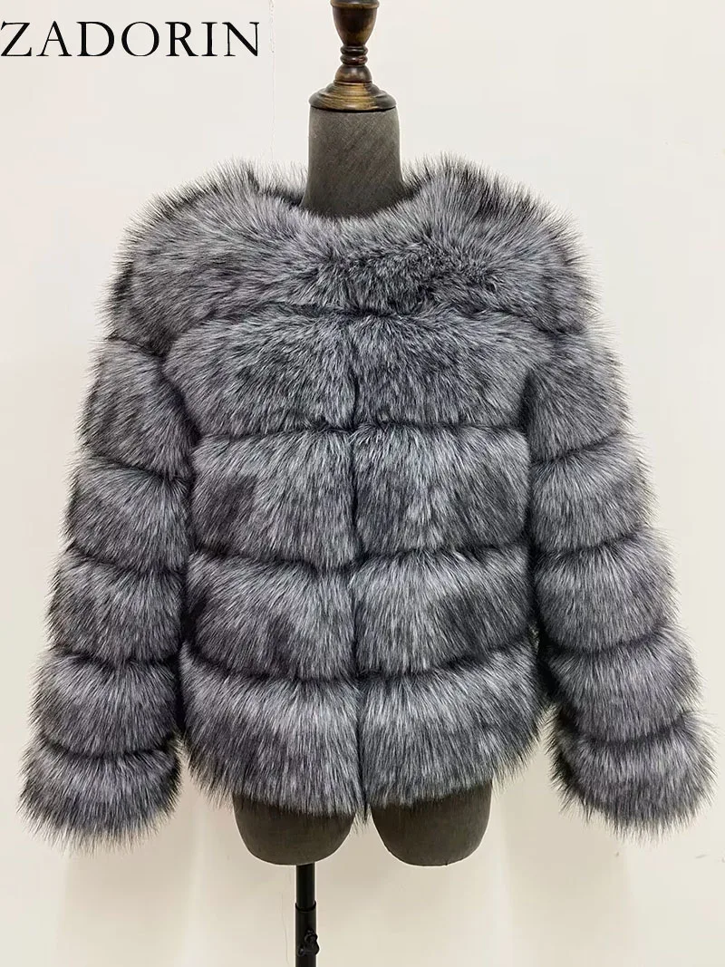 ZADORIN Long Sleeve Faux Fox Fur Coat Women Winter Fashion Thick Warm Fur Coats Outerwear Fake Fur Jacket Woman Clothing