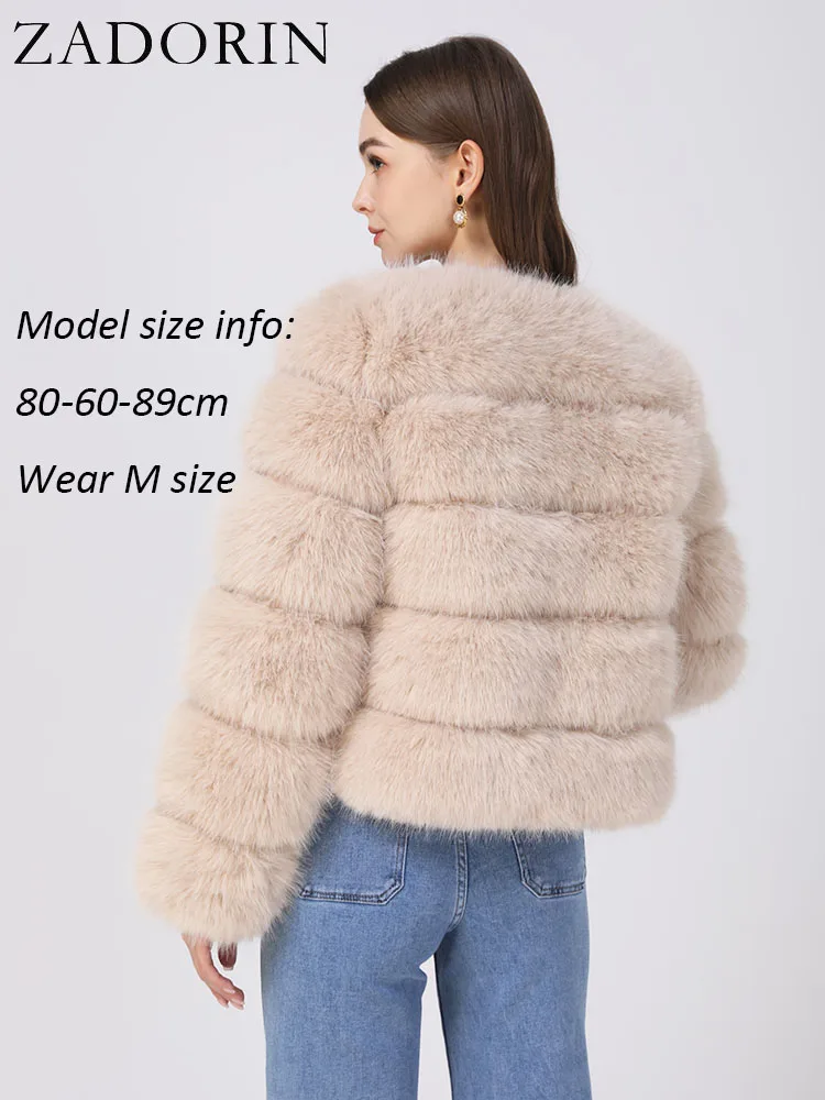 ZADORIN Long Sleeve Faux Fox Fur Coat Women Winter Fashion Thick Warm Fur Coats Outerwear Fake Fur Jacket Woman Clothing