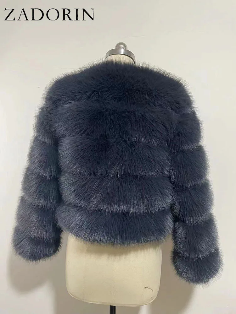 ZADORIN Long Sleeve Faux Fox Fur Coat Women Winter Fashion Thick Warm Fur Coats Outerwear Fake Fur Jacket Woman Clothing