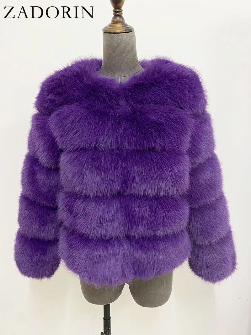 ZADORIN Long Sleeve Faux Fox Fur Coat Women Winter Fashion Thick Warm Fur Coats Outerwear Fake Fur Jacket Woman Clothing