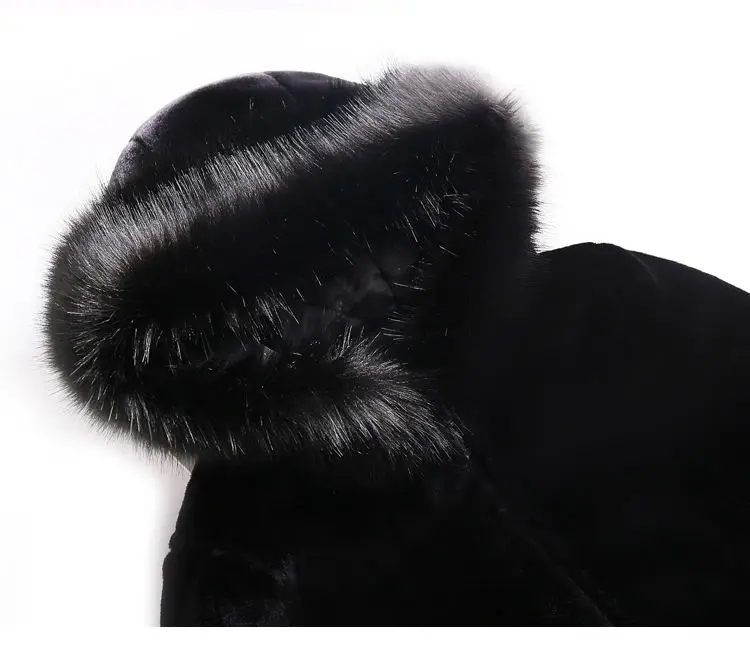 2025 New Winter Faux Fur Jacket Black Hooded Parkas Coat Thicken Ladies Warm Long Overcoat 5XL Windproof Snow Outerwear Female