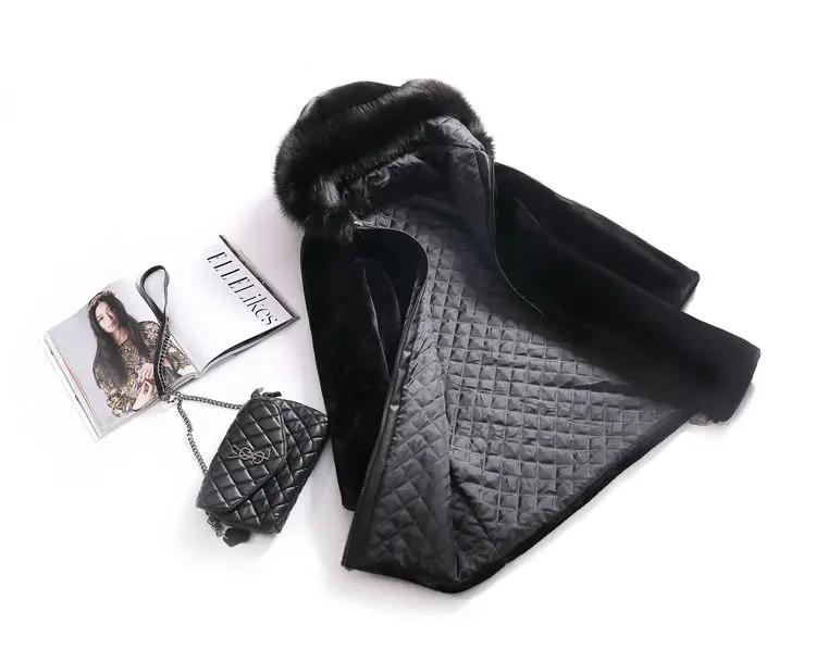 2025 New Winter Faux Fur Jacket Black Hooded Parkas Coat Thicken Ladies Warm Long Overcoat 5XL Windproof Snow Outerwear Female