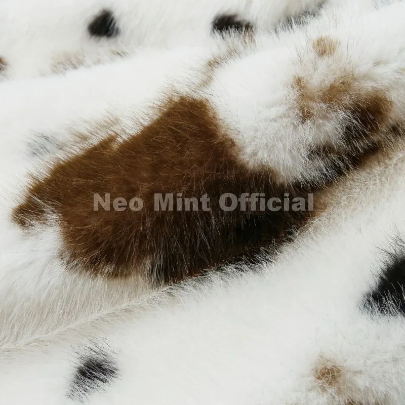 Neo Mint New 2025 Luxury Hot Brand Fashion Cow Print Long Faux Fur Coat Jacket Women Winter Thick Warm Outerwear Fluffy Overcoat